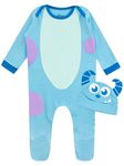 Disney Monsters Inc Baby Newborn Sleepsuit With Hat | Sulley Costume Baby Clothes | Monsters Inc Baby Grow | Blue 9-12 Months