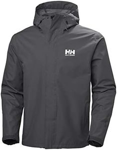 Helly Hansen Men's Seven J Waterproof Windproof Breathable Rain Coat Jacket, 964 Charcoal, Large