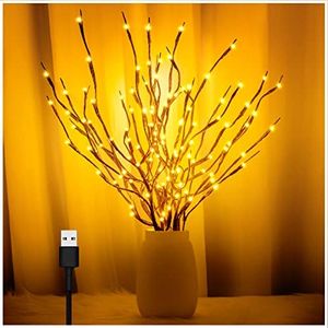 3PK 60" Led Branch Lights, Twig Lights, Lighted Branch for Vase, Willow Branches with USB Plug, Artificial Tree DIY Decorative Lights for Halloween Thanksgiving Day and Christmas,Warm White