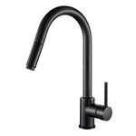 FZHLR Orb Black Brass Kitchen Pull Out Faucet Hot and Cold Mixer Tap Spout Rotatable Faucet Sink Tap Oil Brushed Bronze Crane Mixer