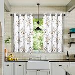 MYSKY HOME Kitchen Curtains Short 45 Inch Length Floral Pattern Decorative Light Filtering Window Treatment for Bathroom Living Room Girl Bedroom, 52 inches Wide x 45 inches Long, Set of 2, Yellow