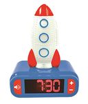 Lexibook Digital Alarm Kids with Night Light Snooze, Childrens Clock, Luminous Rocket, Blue Colour, Multicoloured, M