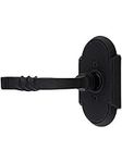 Wrought Steel Arched Rosettes Door Set with San Carlos Levers Left Hand Privacy in Matte Black