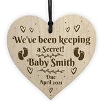 RED OCEAN Baby Announcement Gift Wooden Heart PERSONALISED Baby Details New Baby Gift