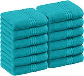 Utopia Towels 12 Pack Premium Wash Cloths Set (12 x 12 Inches) 100% Cotton Ring Spun, Highly Absorbent and Soft Feel Washcloths for Bathroom, Spa, Gym, and Face Towel (Turquoise)