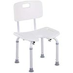 HOMCOM 8-Level Height Adjustable Bath Stool Spa Shower Chair Aluminum w/Non-Slip Feet, Handle for the Pregnant, Old, Injured