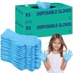 Woanger 200 Pieces Kids Nitrile Gloves Disposable Gloves Kids Cleaning Gloves Blue Household Cleaning Gloves No Latex for Cooking, Gardening Crafting, Painting, Cooking, Cleaning (X-Small)