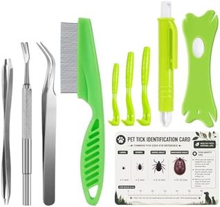 KuuCare 10-in-1 Tick Removal Tool Kit for Dogs & Cats, Safe No-Squeeze Tick Remover Set with Twister-Style Hooks, Tweezers & Flea Comb, Portable Storage Case for Home & Outdoor Use