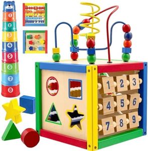 Play22 Activity Cube with Bead Maze - 5 in 1 Baby Activity Cube Includes Shape Sorter, Abacus Counting Beads, Counting Numbers, Sliding Shapes, Removable Bead Maze - My First Baby Toys - Original