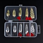 OriGlam 10pcs Fishing Spoons Metal Lures Kit with Hook Tackle Box, Spoons Hard Fishing Lures, Metal Fishing Lure, Metal Fishing Sequin Lures Baits for Trout, Panfish, Bass