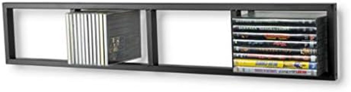 Modern Wall Mount Cd DVD Media Rack Storage Metal Shelf Organizer (Black)