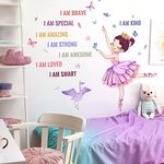 OOTSR Ballet Girls Wall Decals, Inspirational Girl Home Decor Wall Stickers, Princess Wall Sticker Kids Bedroom Baby Nursery Bedroom Living Room Study Room Dance Classroom Wall Decor