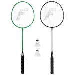 Franklin Sports Badminton Rackets - Glow in The Dark 2 Player Racket Set - Set of 2 Rackets and 2 Birdies - Adult + Kids Badminton Rackets