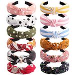 Knot Headband Wide Knotted Headbands for Women 12 Pack Head Bands Women Hair Knotted Headband for Women Knot Headbands Womens Headbands Elastic Turban Boho Bandeau Hair Accessories for Washing Face (Pure color 06)