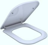 Square Soft Close Toilet Seat Quick Release for Easy Cleaning Loo Seat Mute Seat Cover Easy Installation with Top Fix Blind Hole Stainless 360 Adjustable Hinges Premium UF Standard Size by AAN®