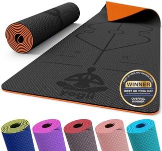 Yogii Yoga Mat - Non-Slip 6mm Thick TPE & Travel-friendly Yoga Mat - Perfect for Home & Gym Exercise Fitness & Pilates - With Laser Alignment Guides (Black/Orange) for Men & Women