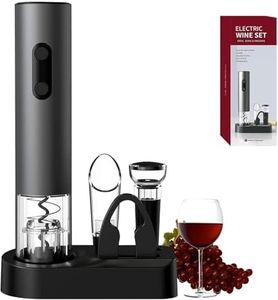 Electric Wine Opener Set, 4-in-1 Wine Bottle Opener Set with Base, Cordless Automatic Battery Operated Corkscrew with Foil Cutter, Pour, Vacuum Stoppers, Premium Wine Gifts for Home Party
