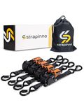 Strapinno 4pcs Retractable Ratchet Straps Bundle 1 in x 6 ft, Secure Tie-Downs with Rubber-Coated Steel Handles, S-Hooks & Durable Hardware for Daily Use with Breaking Strength - 1,500LBS/680KG Each