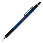 rOtring 500 Mechanical Pencil | 0.5mm HB Lead | Blue hexagonal plastic barrel and non-slip textured metal grip