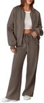 Aleumdr Tracksuit for Women Full Zip Hoodie 2 Piece Outfits Sweatshirt And Sweatpant Oversized Lounge Jogging SuitPocketsWinter Dark Brown Large