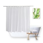 Vosign Shower Curtain Liner 54 Inch Short Length Fabric Soft Lightweight Bath Curtain Sets for Shower Window, Walk in Tub, Solid White, Machine Washable, 72 X 54 Inch