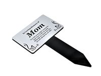 Mom Memorial Plaque - Printed 'in Loving Memory Mom' Remembrance Poem, Silver Aluminium Plaque, Mounted onto a Sturdy 5mm Acrylic Stake, Grave Marker