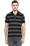 AMERICAN CREW CottonPoly Striped Polo T-Shirt for Men (AC569-3XL_Black & Charcoal Melange)