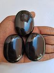 3Pcs Set Black Tourmaline Palm Stone Crystal -Tourmaline Palmstone Natural Chakra Therapy Polished Healing Crystal Oval Pocket Worry Stone Gemstone for Anxiety Stress Relief