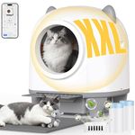 TRIUMPHKEYK Automatic Cat Litter Tray, 90L Large Capacity Cat Litter Box with Anti-Pinch Safety,APP-Controlled Includes Scoop, Fragrance Box & Waste Bags, Enclosed for Odor Control, Easy to Clean & A