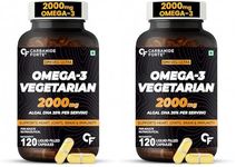 Carbamide Forte Veg Omega 3 2000mg | Plant- Based Omega 3 Supplement with 20% Algal DHA | Supports Heart, Brain & Eye Health - 120 Capsules (Pack of 2)