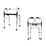 Rehamo Lightweight Compact Folding Reciprocal Walker with Adjustable Height & Sit to Stand Support | Fixed/Reciprocal Aluminium Walker for Old Aged, Pregnant, Leg Injured with 1 Year Warranty