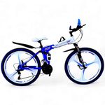 Dunedin Bikes, Foldable Sports Bicycle Mountain Bike/Cycle 26 Inch High Carbon Steel Frame Folding Bicycle with 21 Speed Gear and Double Disc Brake.Blue(Unisex),