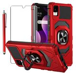 for TCL 30Z Case, with Tempered Glass Screen Protector Heavy Duty Protection Technology Built-in Kickstand Rugged Shockproof Protective Phone Case for Alcatel TCL 30Z 30 Z 4G LTE T602DL (Red)