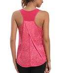 Aeuui Womens Workout Tops for Women Racerback Tank Tops Mesh Yoga Shirts Athletic Running Tank Tops Sleeveless Gym Clothes Rose Red