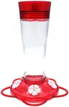 More Birds Bird Health+ Ruby Hummingbird Feeder, Glass Hummingbird Feeders for Outdoors, 4 Feeding Stations, 10 Ounces, Ruby Red