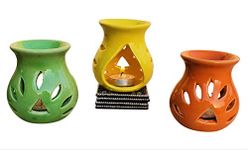 Pure Source India Ceramic Essential Oil Burner (Multicolor) -Set of 3