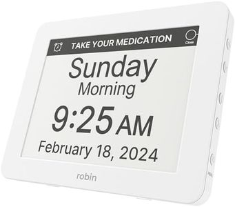 Robin Clock 2024 with Day and Date for Elderly, Clocks for Seniors, Dementia Clock, Digital Calendar Clock Elderly, Bedside Clocks Seniors, Alzheimers Products, Dementia Clocks Extra Large, White