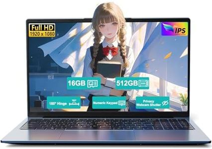 15.6'' IPS FHD Laptop, 16GB RAM 512GB SSD AMD Ryzen 5(Beat i5-1135G7, 4 Cores Up to 3.7GHz) Student Computer with 65W Fast Charging, 1 Years Warranty, Fingerprint, 180° Hinge, BT5.2, Numpad for Study