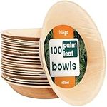 HAAGO Compostable Palm Leaf Bowls - Eco-Friendly Disposable Tableware for Picnics, Safe for Freezer & Microwave (Round 14 x 4 cm / 425 ml, 100)