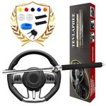 Tevlaphee Steering Wheel Lock For Cars,Car Steering Wheel Lock,Vehicle Anti-Theft Lock,Adjustable Double Hook Universal Fit Emergency Hammer Window Breaker Self Defense Heavy Duty Secure (Black)