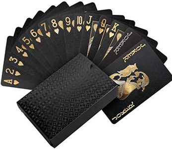 LEMESO Baraja Poker Plastico Negro Impermeable(54 Cartas,Dorado) Ideales para Juegos y Trucos de Magia