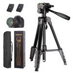 Camera Tripod, 74" DSLR Camera Tripod with 2 QR Plates for Sony/Nikon/Canon, Lightweight Video Tripod Stand for Travelling, Phone Tripod with Fluid Head/Phone Holder/Wireless Remote Max.Load 6kg