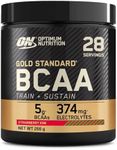 Optimum Nutrition Gold Standard BCAA Train + Sustain, Amino Acids Pre Workout Powder, Sports Drink with Vitamin C, Zinc, Magnesium and Electrolytes, Strawberry Kiwi Flavour, 28 Servings, 266 g