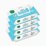 Mother Sparsh 99% Pure Water Baby Wipes Pack of 4 (40 X 4 Wipes) | Travel Friendly Pack made with Plant Based Fabric