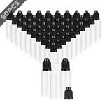 ABuff 15ml LDPE Plastic Thin Tip Dropper Bottles, Small Empty Squeeze Dropper Bottles (50PCS, Black Caps), BPA Free