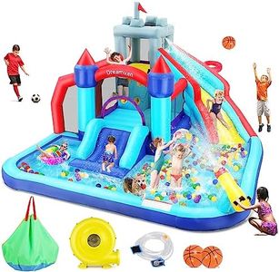 Wesoky Inflatable Bounce House Water Slide for kids, 10 in 1 Inflatable Water Park Bouncy House with 580W Blower, Sprinkler, Water Gun, Trampoline, Blow up Water Slides for Kids Backyard Jumper Castle