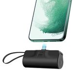 BAHOND Mini Portable Charger, 5000mAh Power Bank Battery Pack with USB-C Plug for Galaxy S8/ S9/ S10/ S20/ S21/ S22/ S23 Series & Built-in USB-C Charging Cable for Android Devices