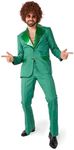 SUITMEISTER Men's Disco Costume Suit - Saturday Night Fever Outfit - Slim Fit - Including Blazer and Flare Pants - Green