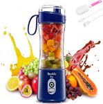 BlendLife Pro Portable Blender With Sipper for Juices, Shakes, Smoothies, Baby Food, Crushes Hard Ingredients, 210W Motor, 4000mah USB Rechargeable Battery, 400ml, 1-Year Warranty - Navy Blue