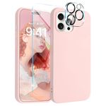 ACOSTETE for iPhone 15 Pro Case,with [Screen Protector + Camera Lens Protector] Liquid Silicone Phone Case for Women Girls Slim Fit Full Body Protective Case for iPhone 15 Pro,6.1 Inch,2023,Sand Pink